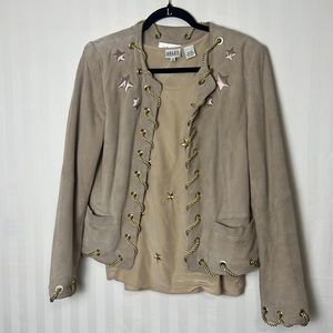VINTAGE cream leather jacket sz 10